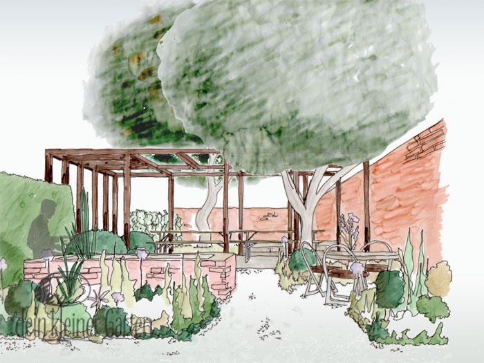Grafik Garten Konzept Blick aus dem Esszimmer